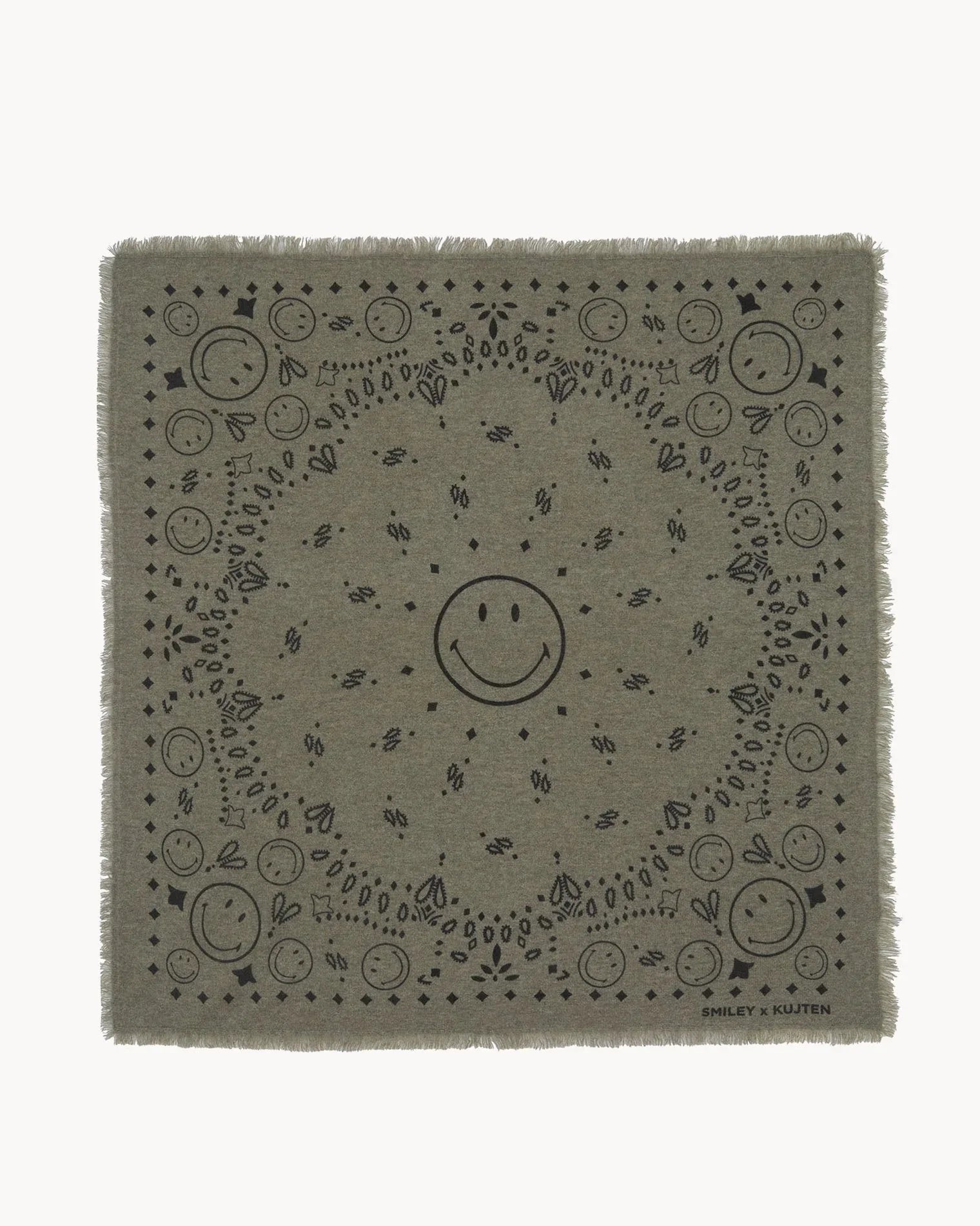 KUJTEN Large Bandana Hachiko Smiley Marl Khaki - Bandana