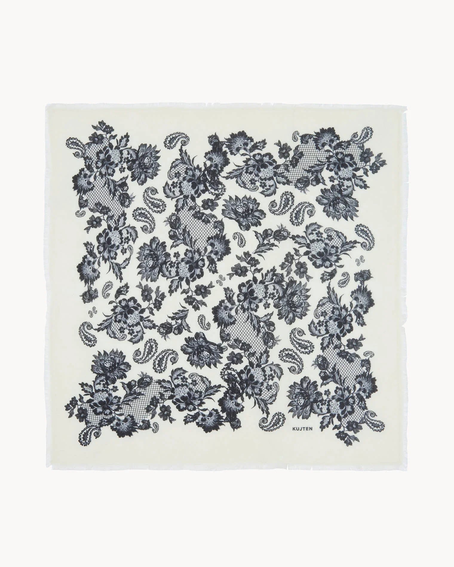 KUJTEN Large Bandana Hachiko Lace White Black - Bandana
