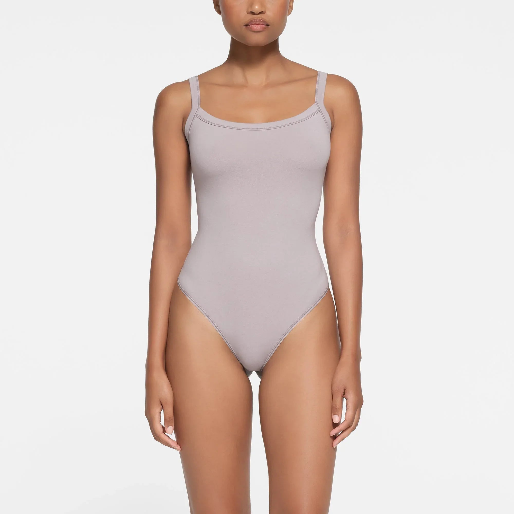 SKIMS COTTON JERSEY SCOOP NECK BODYSUIT | OYSTER - BODYSUIT