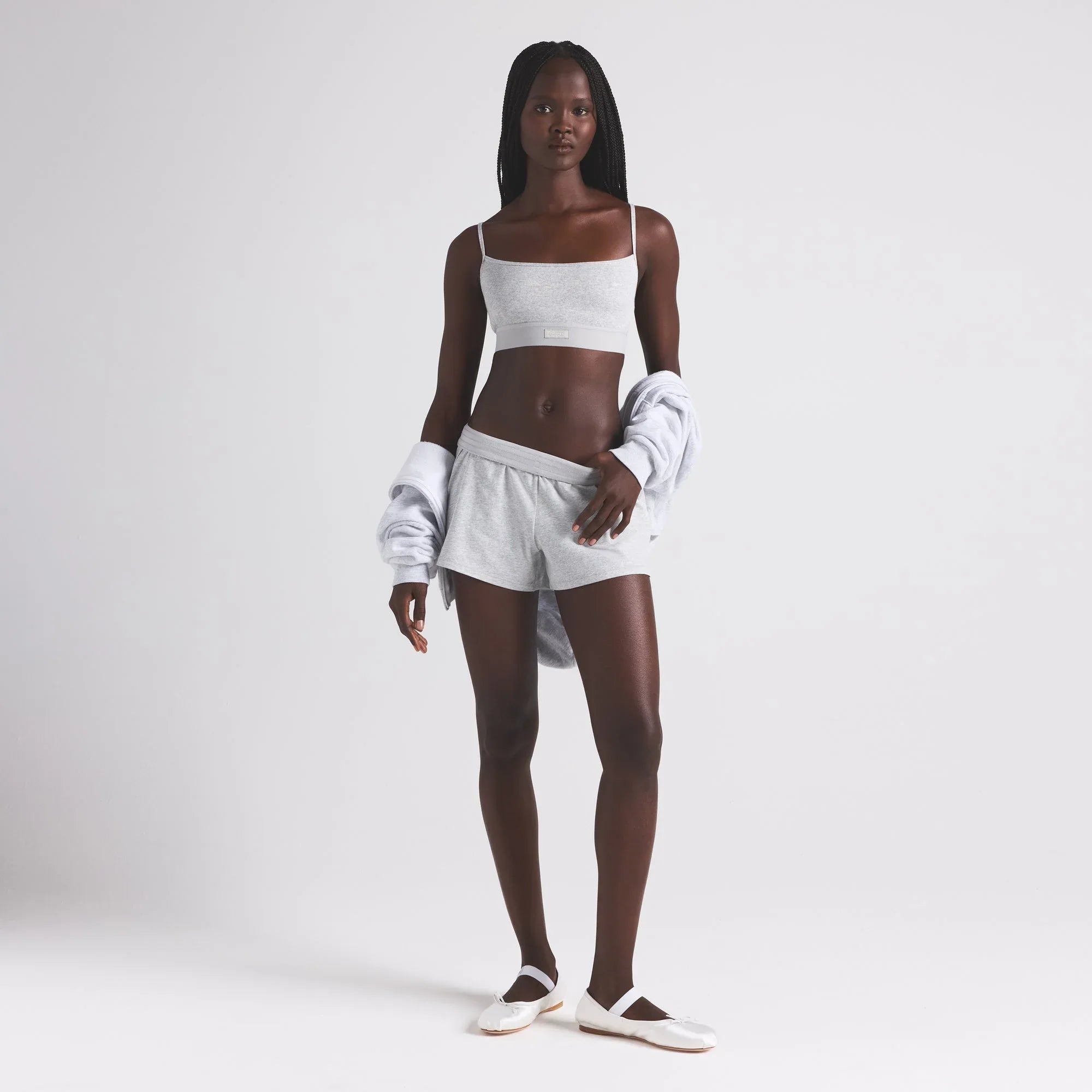 SKIMS COTTON RIB SCOOP BRALETTE | LIGHT HEATHER GREY - SÜTYEN