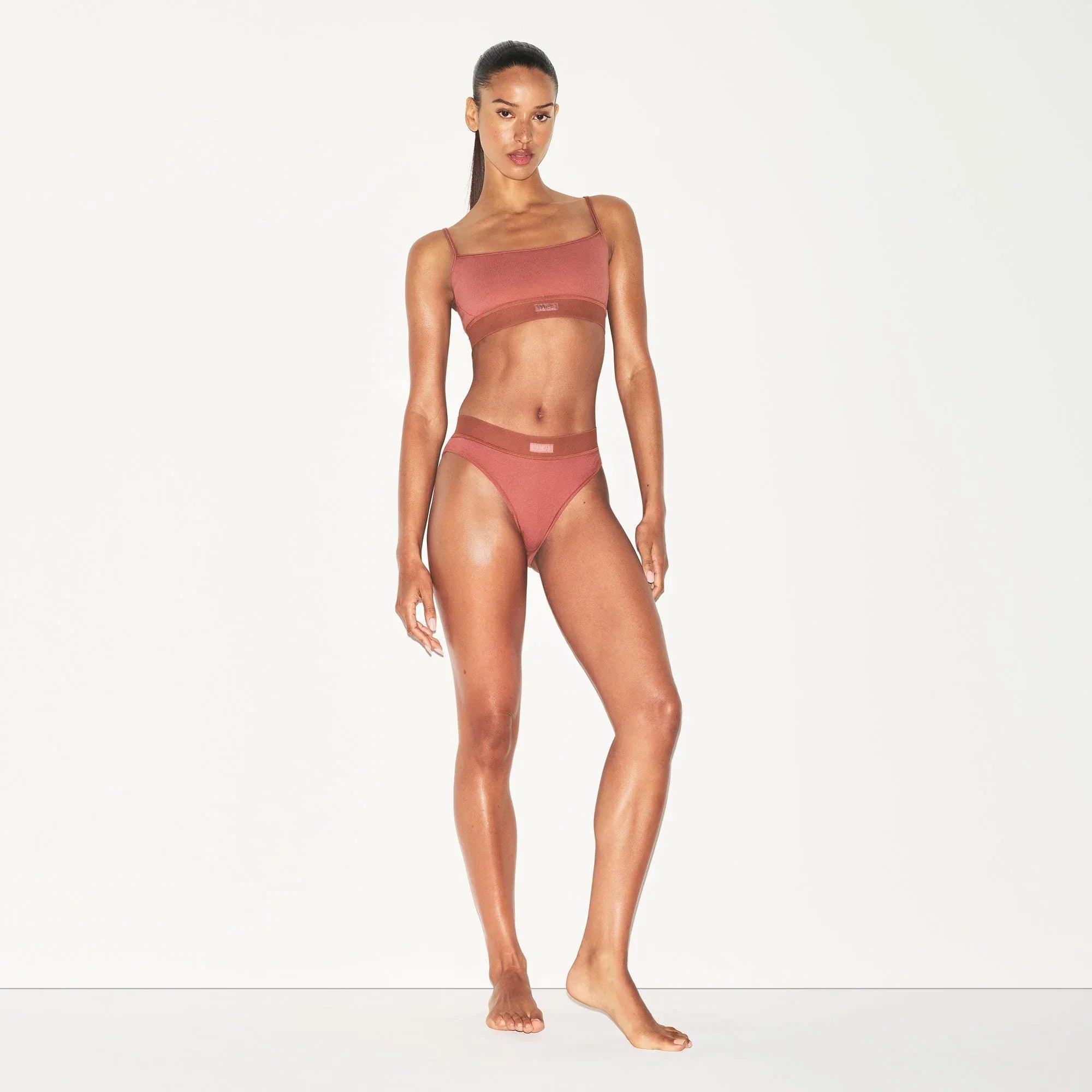 SKIMS COTTON RIB SCOOP BRALETTE | REDWOOD - SÜTYEN