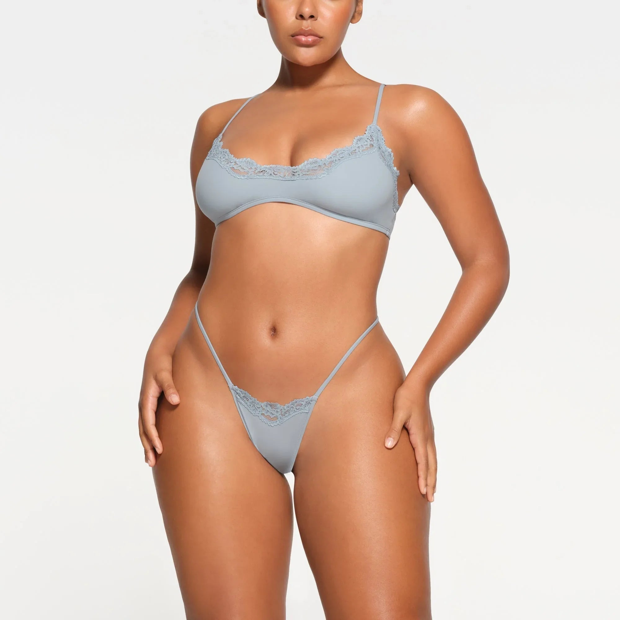 SKIMS FITS EVERYBODY LACE SCOOP BRALETTE | DENIM - SÜTYEN