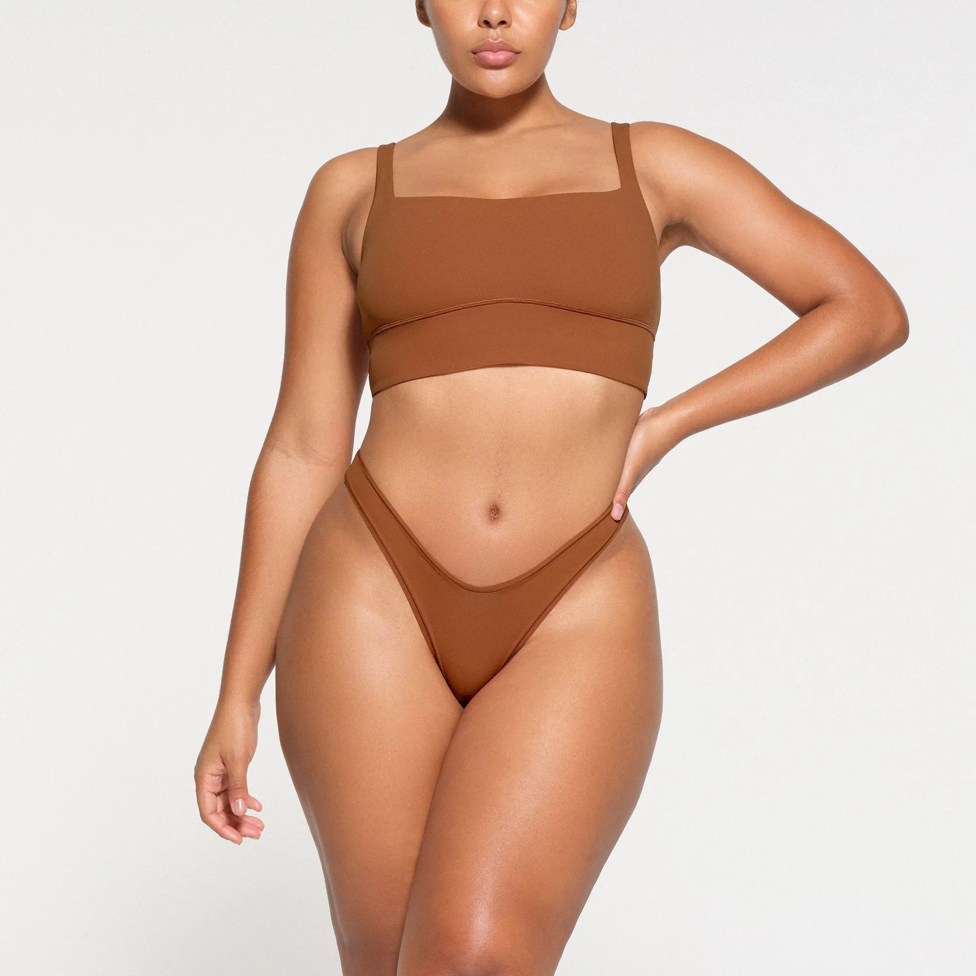 SKIMS FITS EVERYBODY SQUARE NECK LONGLINE BRALETTE | BRONZE - SÜTYEN