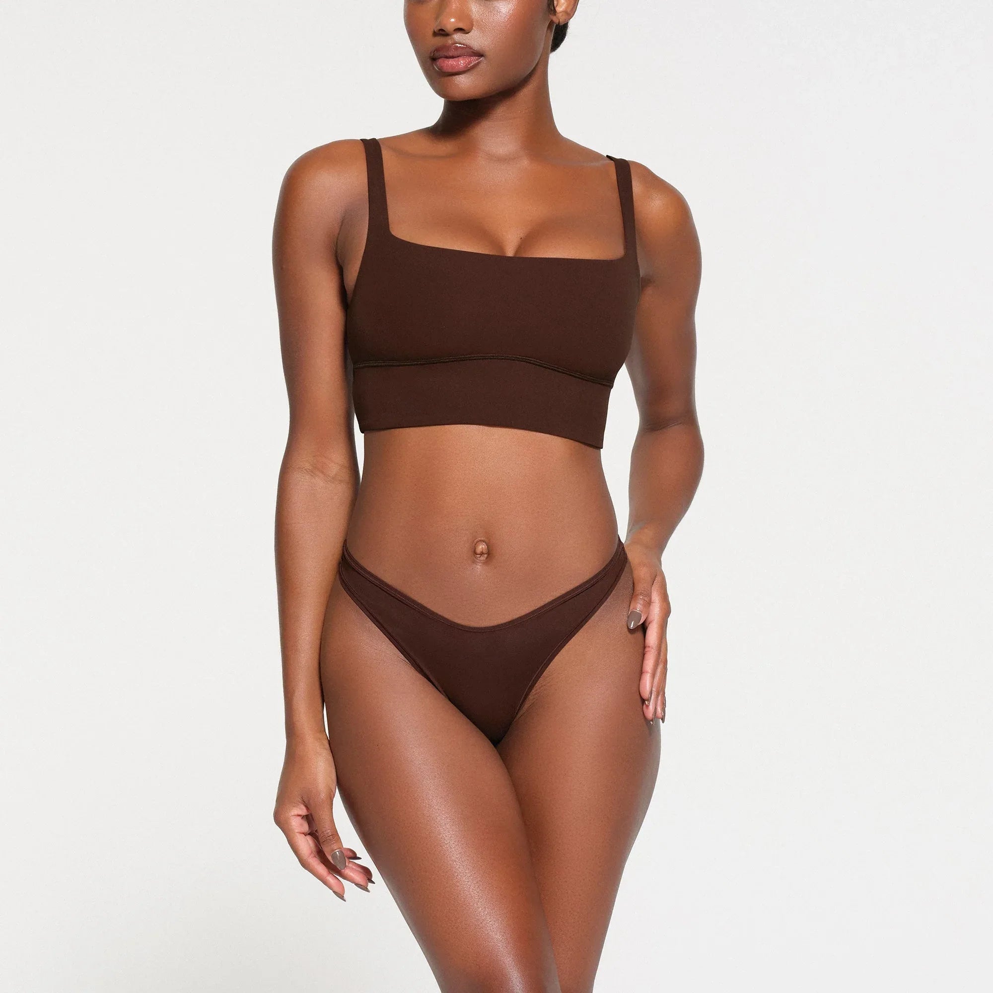 SKIMS FITS EVERYBODY SQUARE NECK LONGLINE BRALETTE | COCOA - SÜTYEN