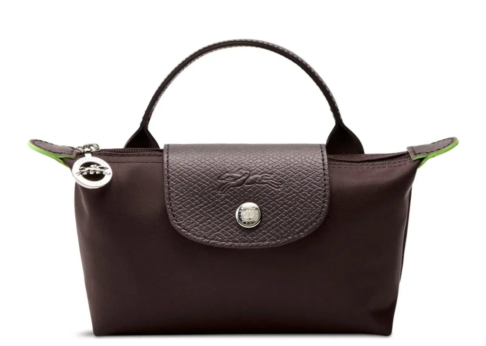Longchamp Le Pliage Green Pouch With Handle Mocha