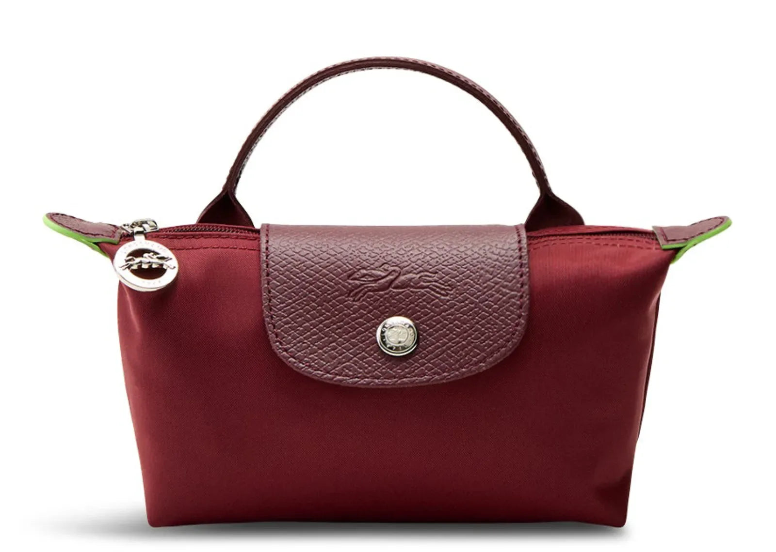 Longchamp Le Pliage Green Pouch With Handle Pomegranate