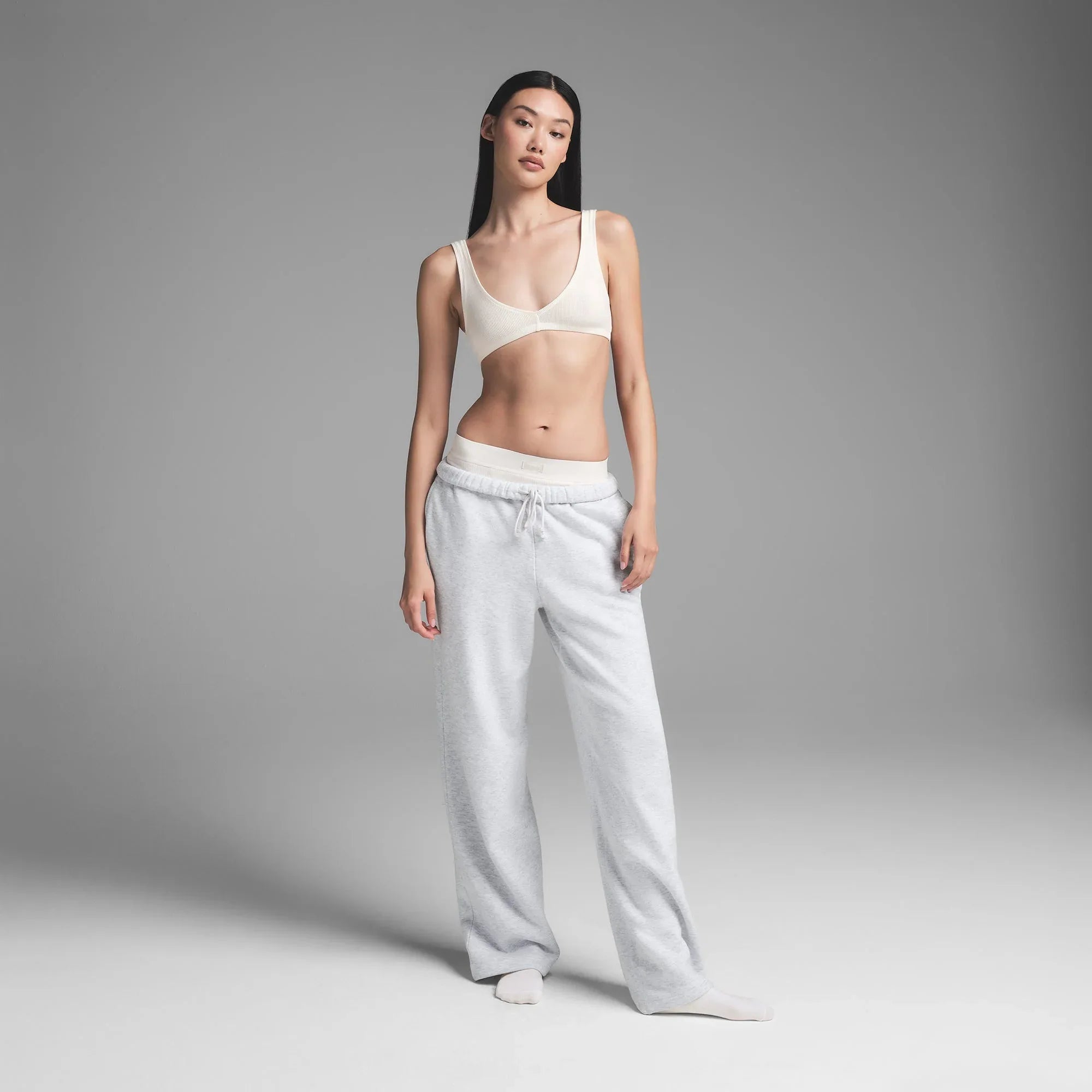SKIMS COTTON RIB SKIMPY SCOOP BRALETTE | MARBLE - SÜTYEN
