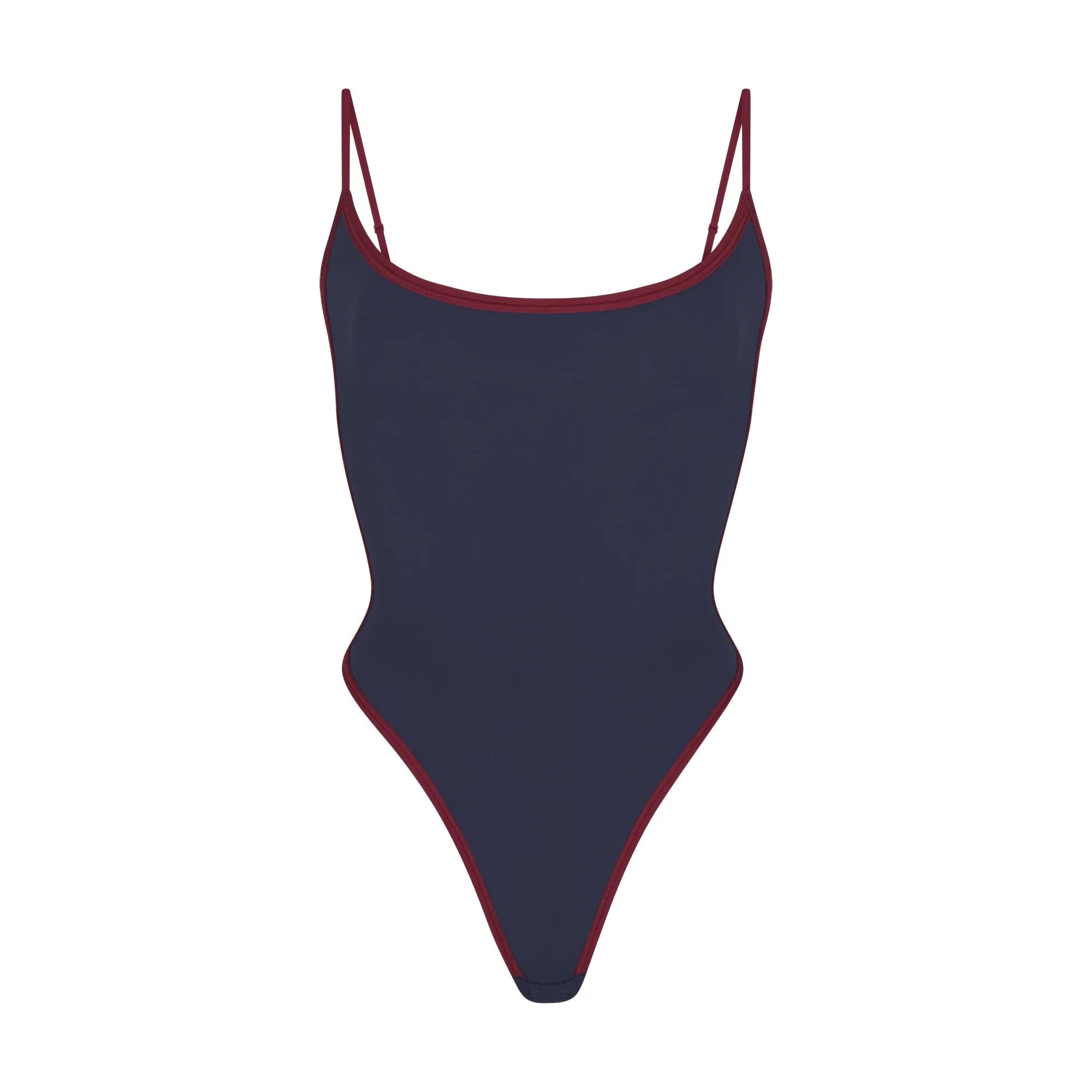 SKIMS FITS EVERYBODY CONTRAST TRIM SCOOP NECK BODYSUIT | NAVY - BODYSUIT