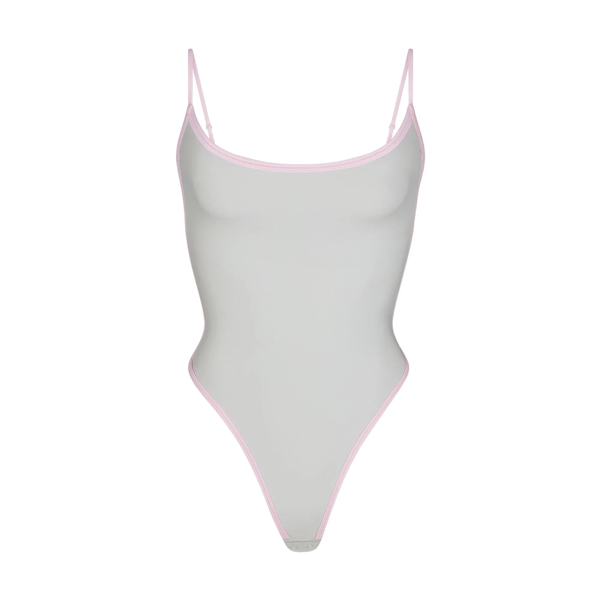 SKIMS FITS EVERYBODY CONTRAST TRIM SCOOP NECK BODYSUIT | PLATINUM - BODYSUIT