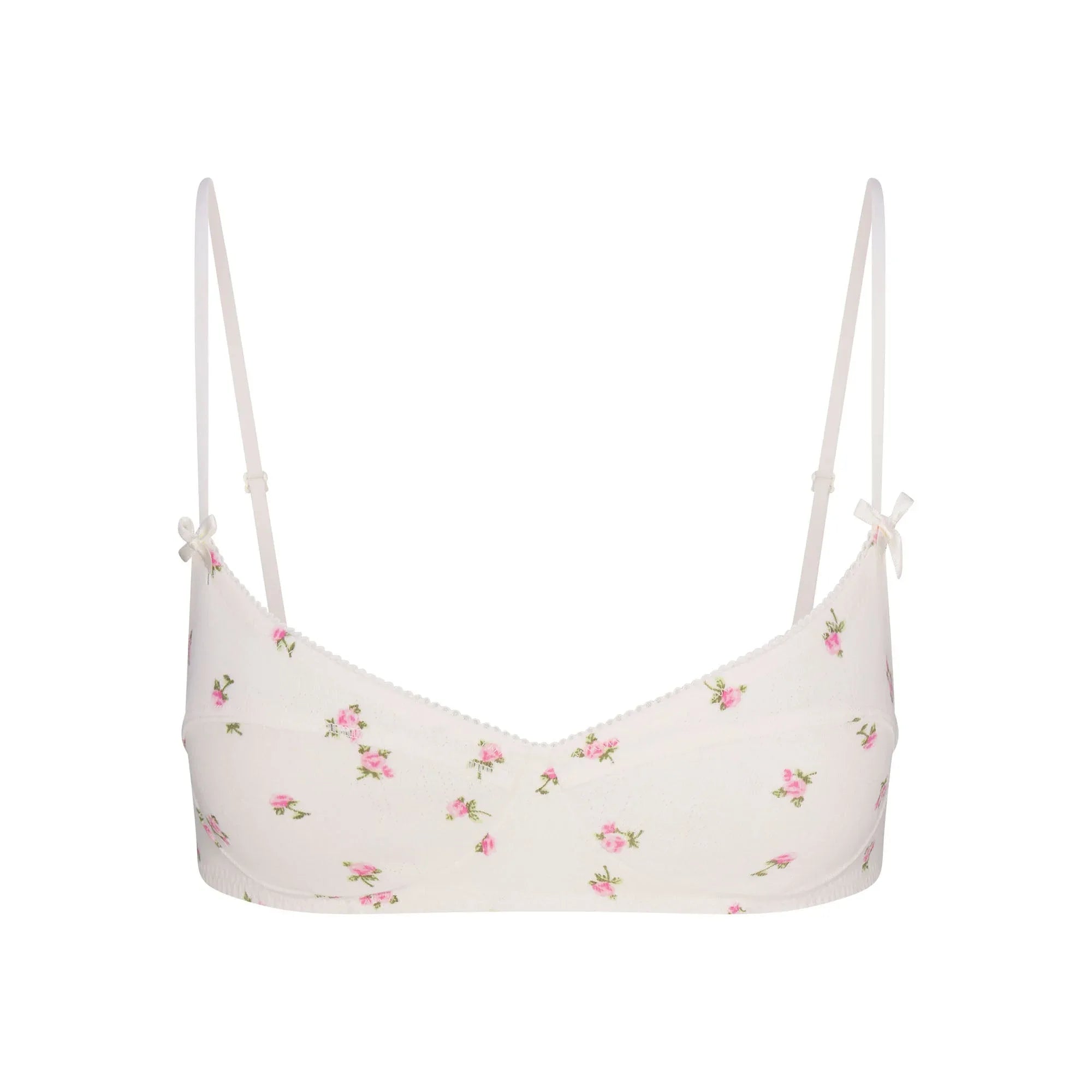 SKIMS LOGO POINTELLE BRALETTE | MARBLE PINK ROSEBUD PRINT - SÜTYEN