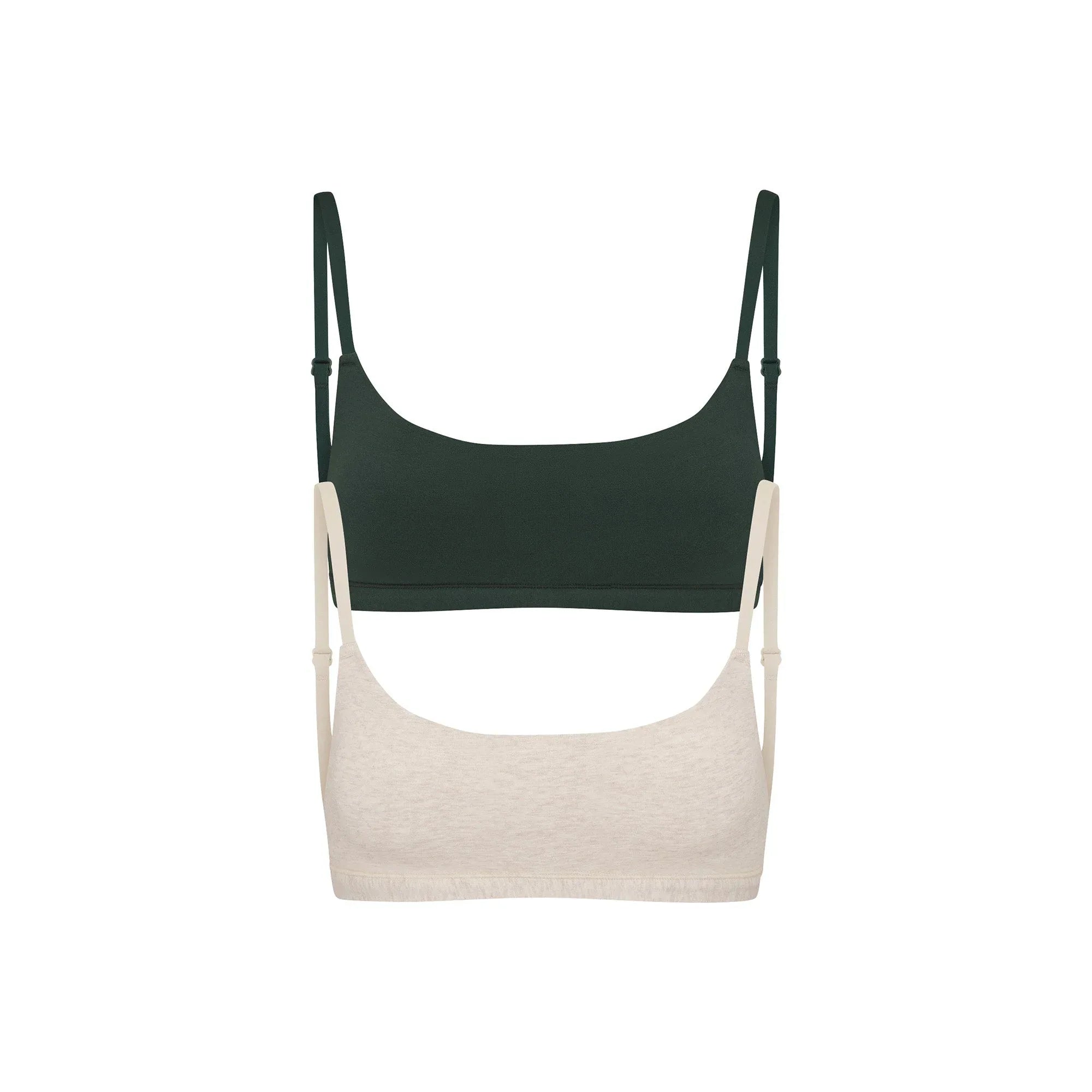 SKIMS COTTON JERSEY SCOOP BRALETTE 2-PACK | HEATHER OATMEAL AND SPRUCE - SÜTYEN