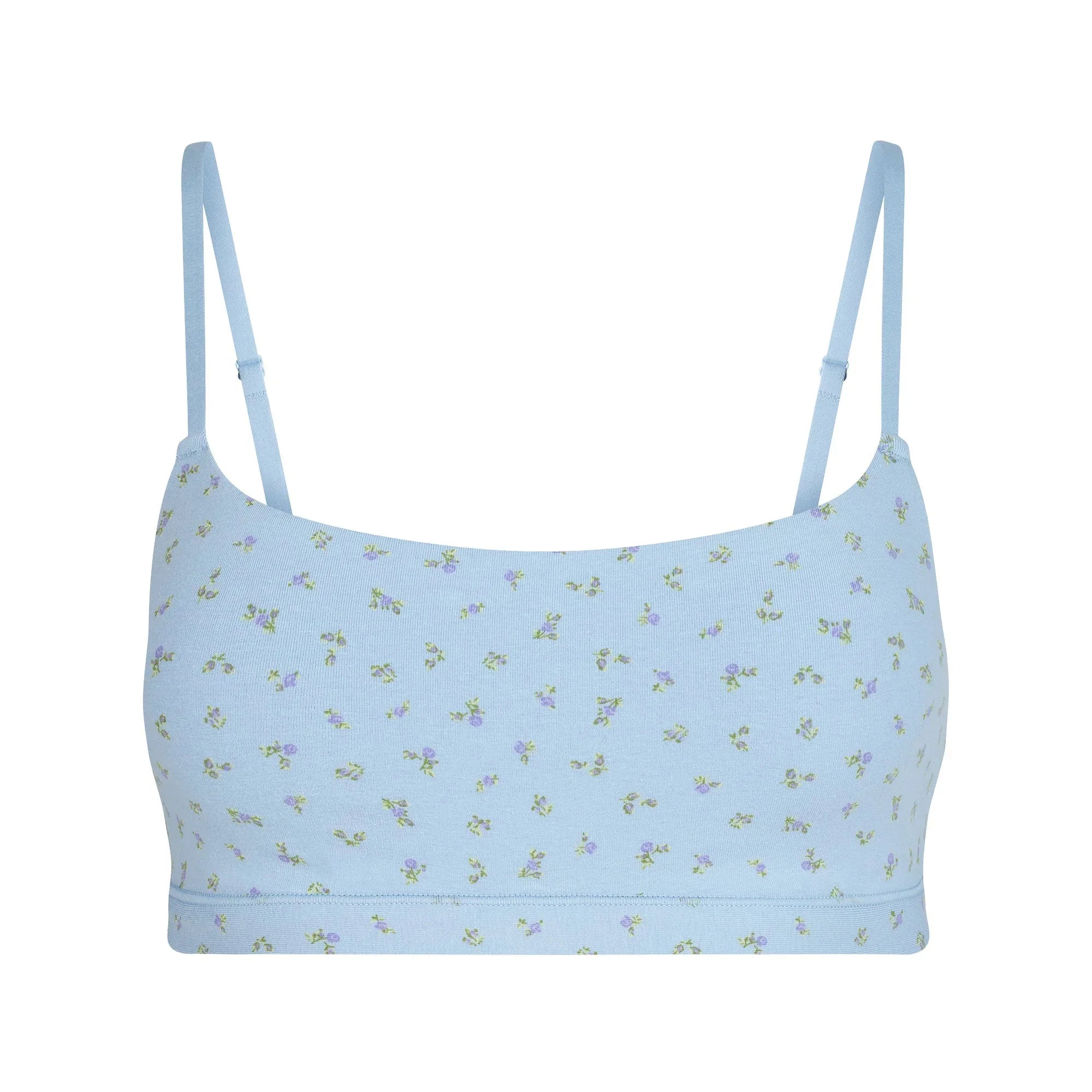 SKIMS COTTON JERSEY SCOOP BRALETTE | POWDER BLUE MICRO FLORAL - SÜTYEN