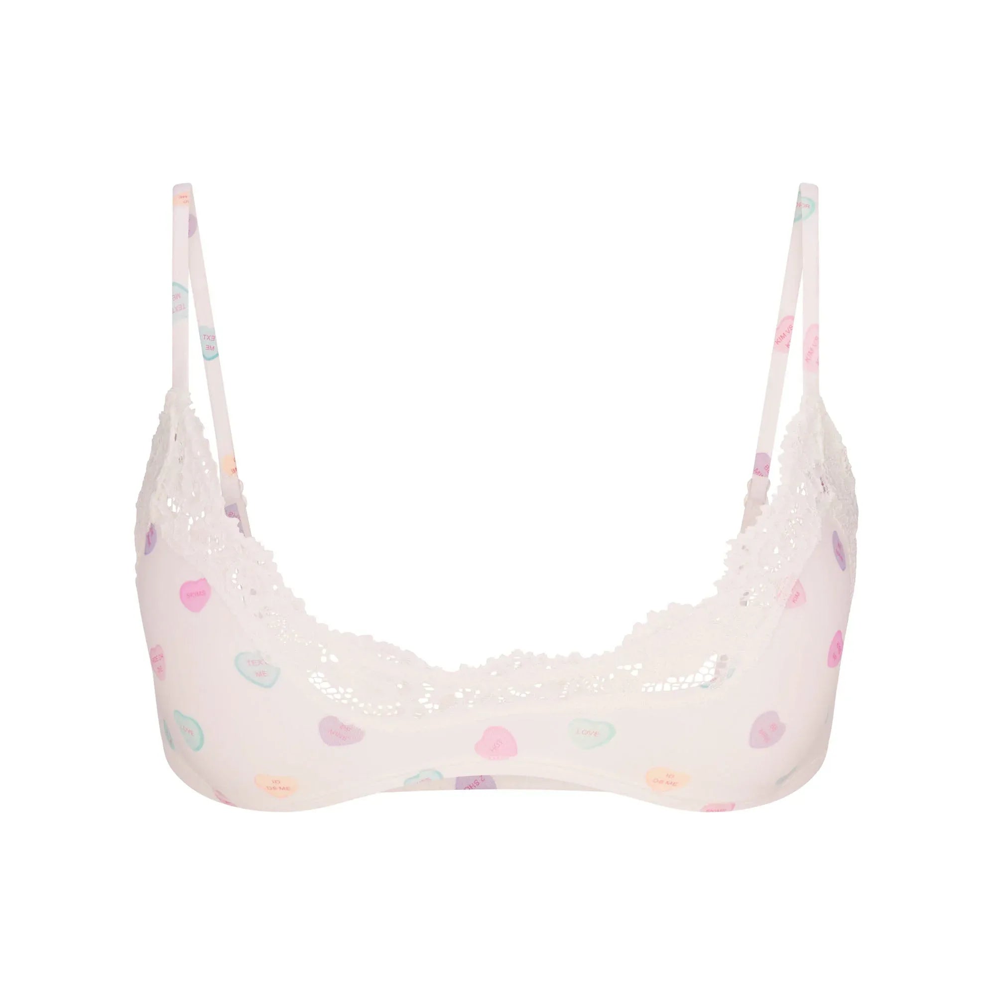SKIMS FITS EVERYBODY LACE SCOOP BRALETTE | MARBLE CANDY HEART PRINT - SÜTYEN