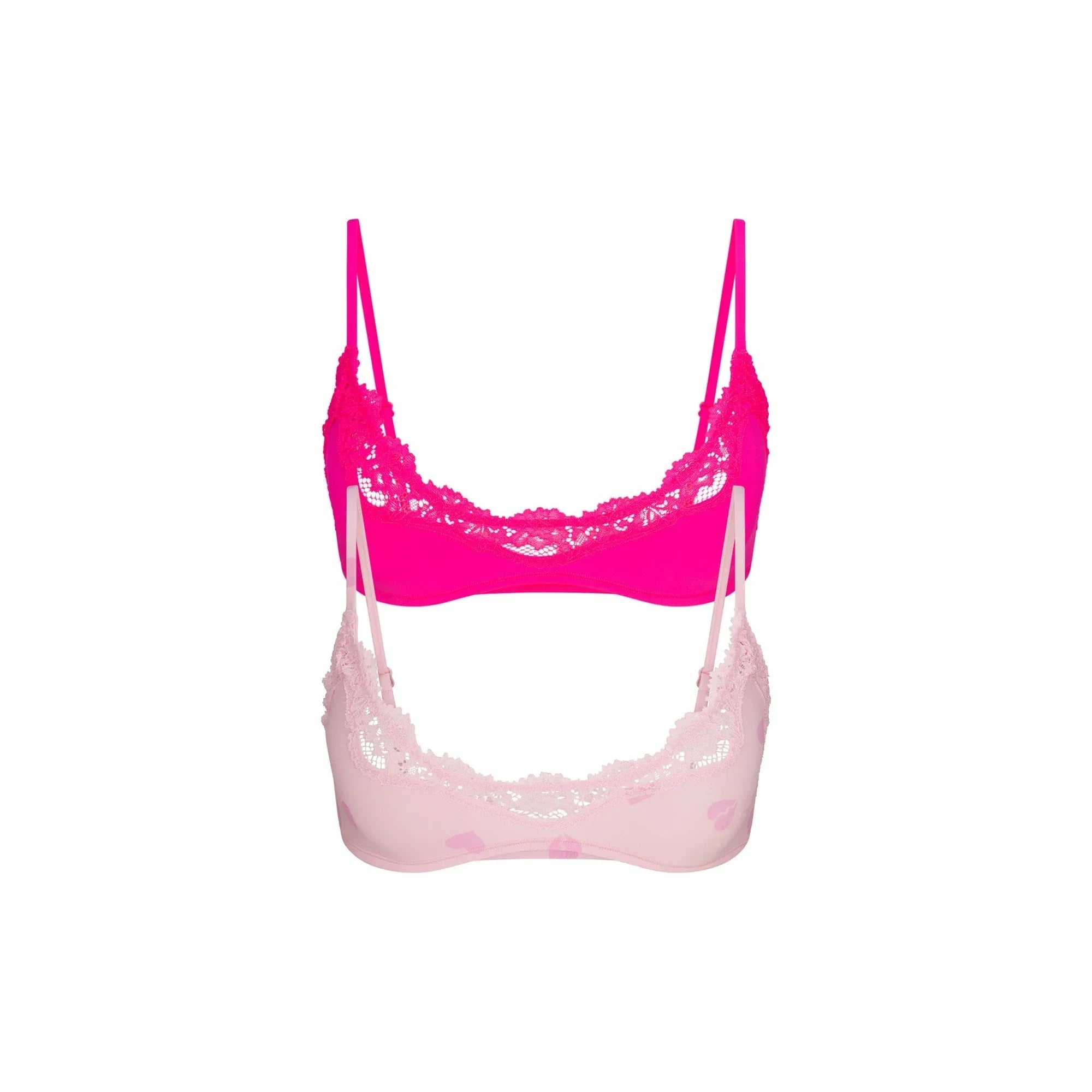 SKIMS FITS EVERYBODY LACE SCOOP BRALETTE 2-PACK | FLAMINGO AND HEART BREAKER - SÜTYEN