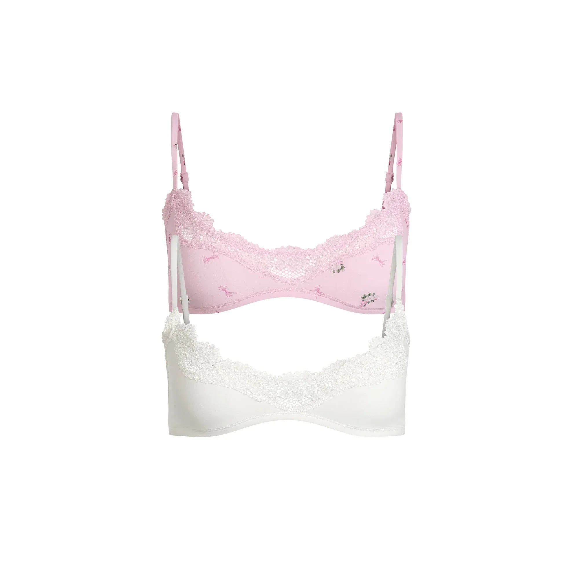 SKIMS FITS EVERYBODY LACE SCOOP BRALETTE 2-PACK | MARBLE AND FLORAL BOW PRINT - SÜTYEN