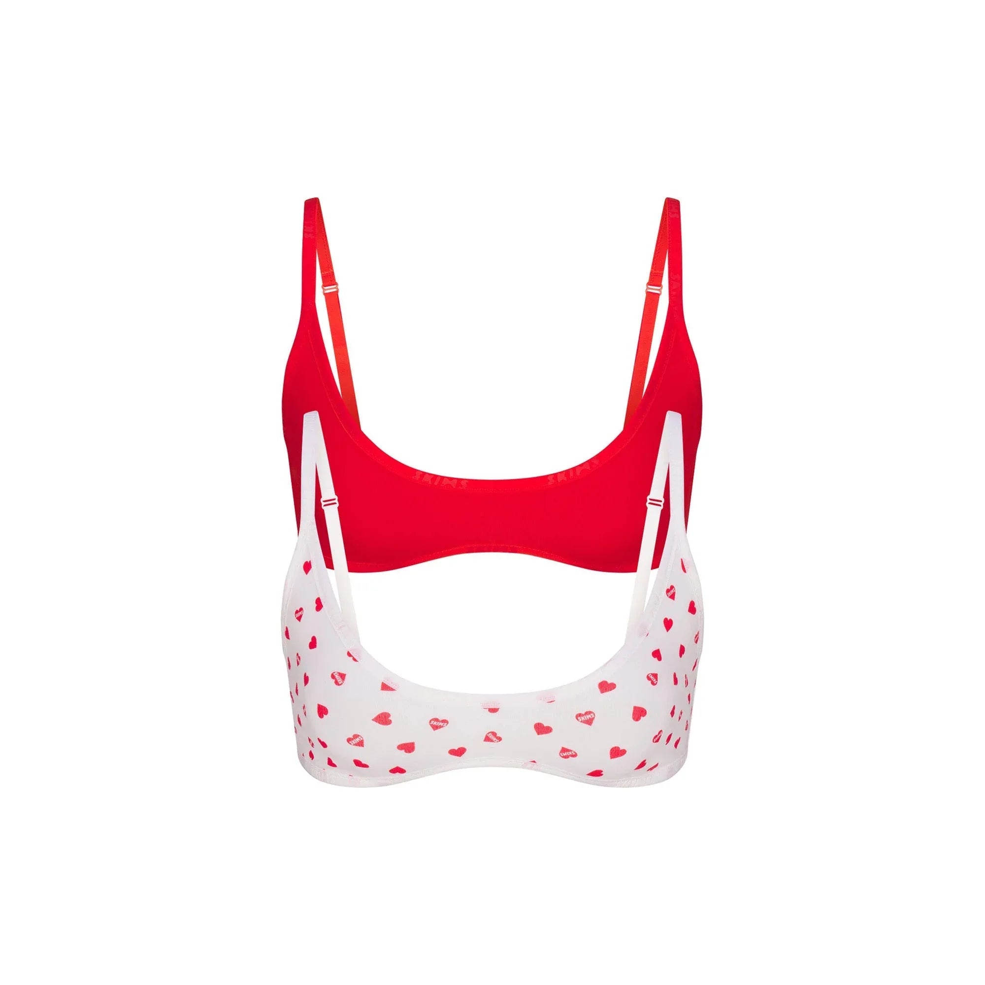 SKIMS COTTON LOGO SCOOP BRALETTE 2-PACK | RUBY AND RUBY HEART LOGO PRINT - SÜTYEN