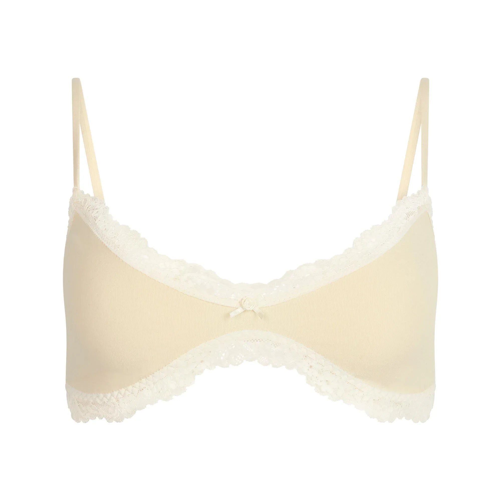 SKIMS COTTON JERSEY LACE SKIMPY SCOOP BRALETTE | BUTTER - SÜTYEN