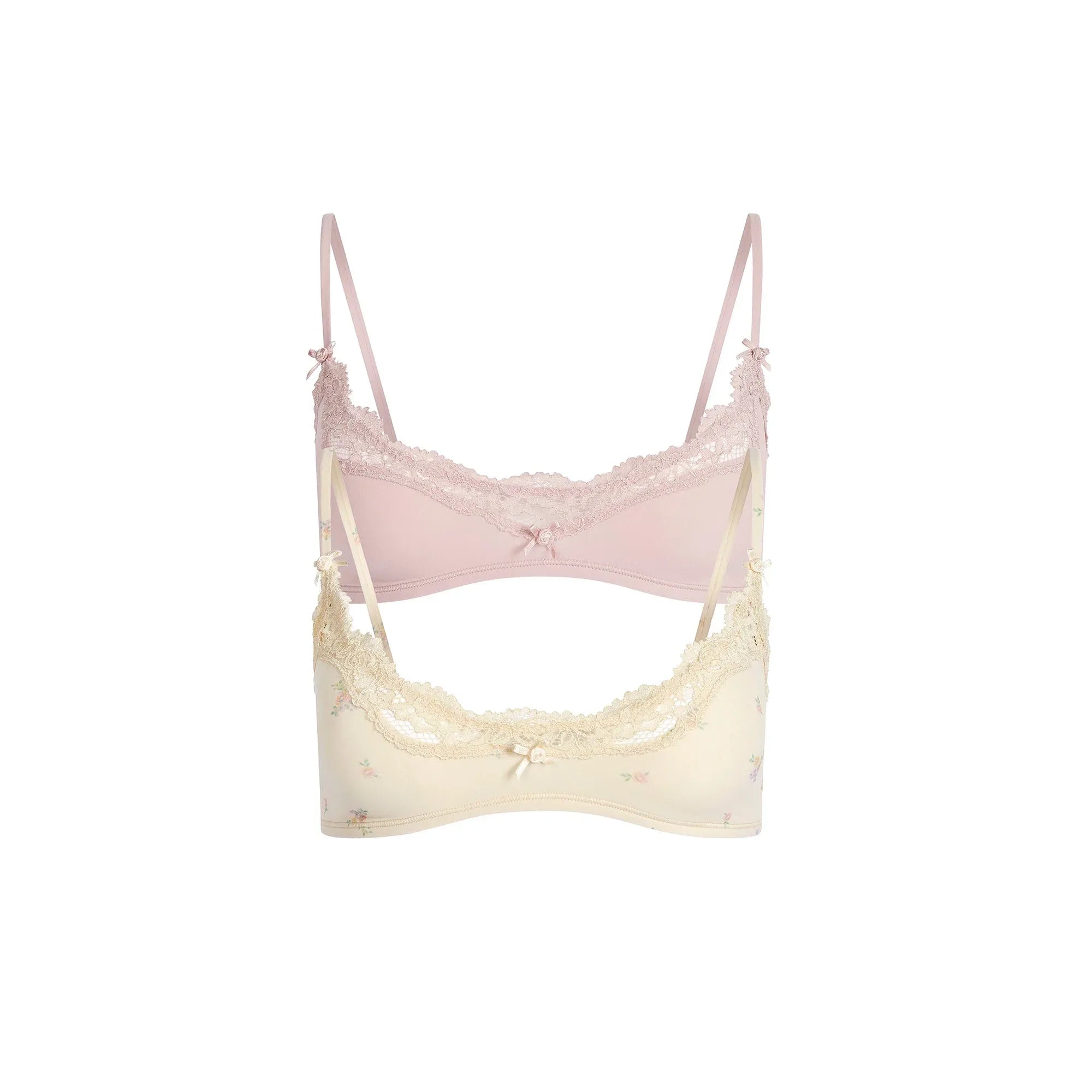 SKIMS FITS EVERYBODY LACE SCOOP BRALETTE 2-PACK | BOUQUET PRINT AND MORGANITE - SÜTYEN