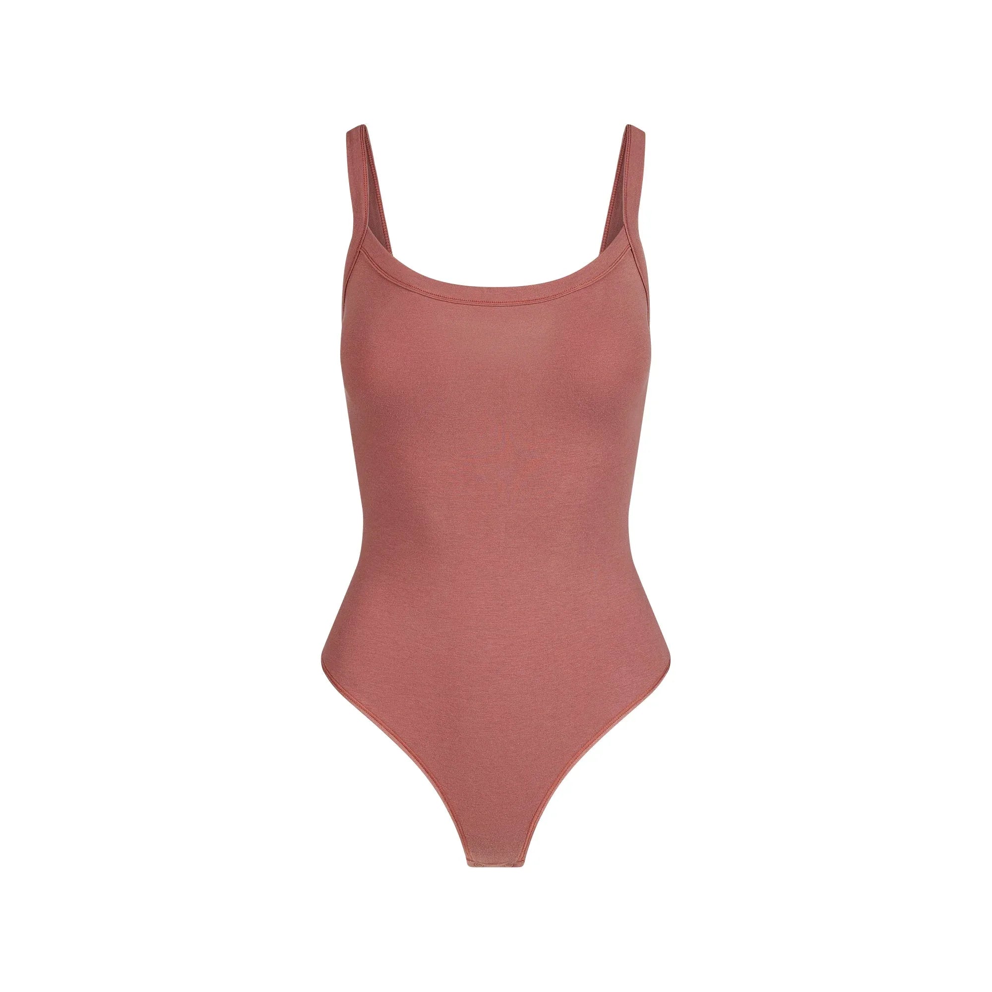 SKIMS COTTON JERSEY SCOOP NECK BODYSUIT | REDWOOD - BODY