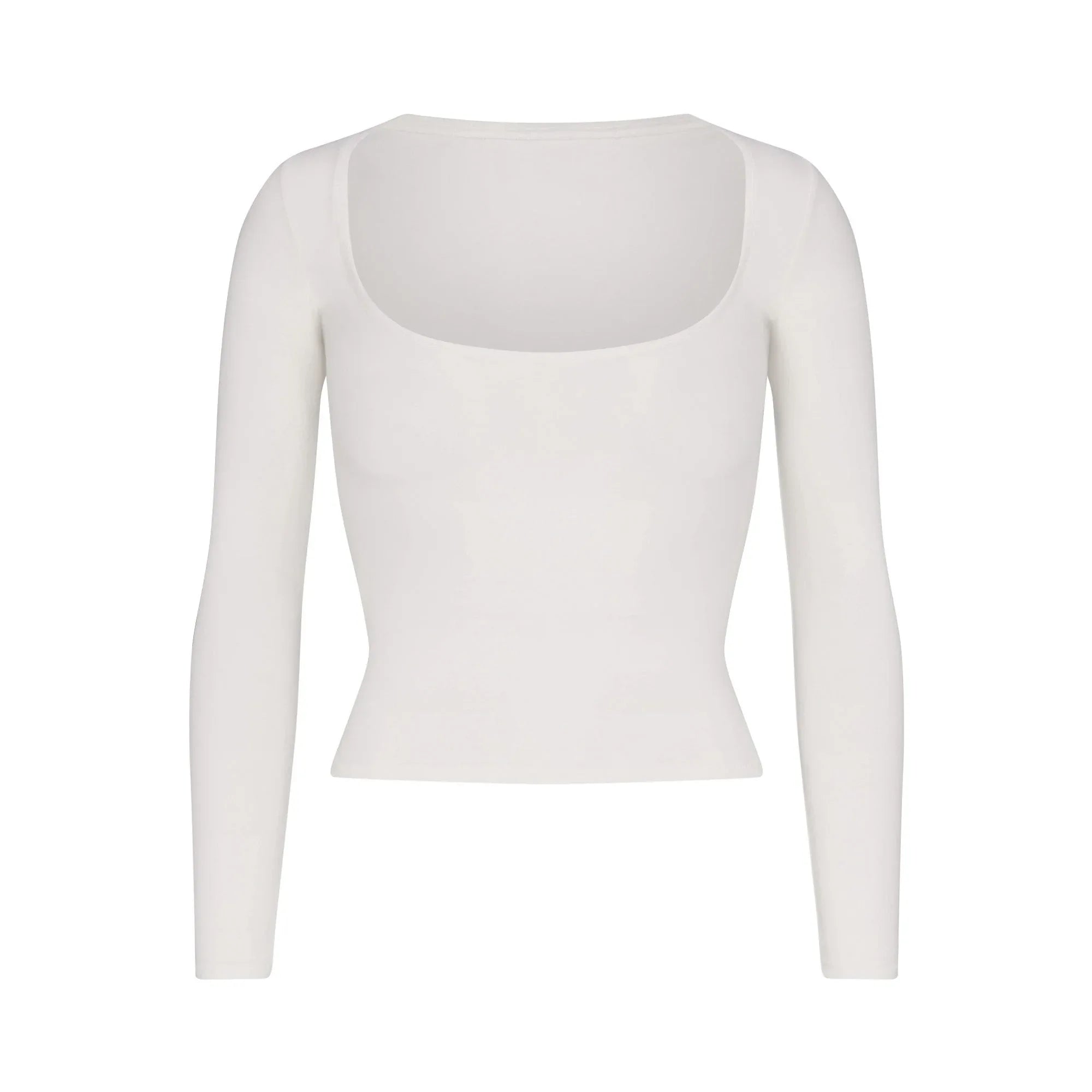 SKIMS COTTON JERSEY SCOOP NECK LONG SLEEVE TOP | MARBLE - TİŞÖRT