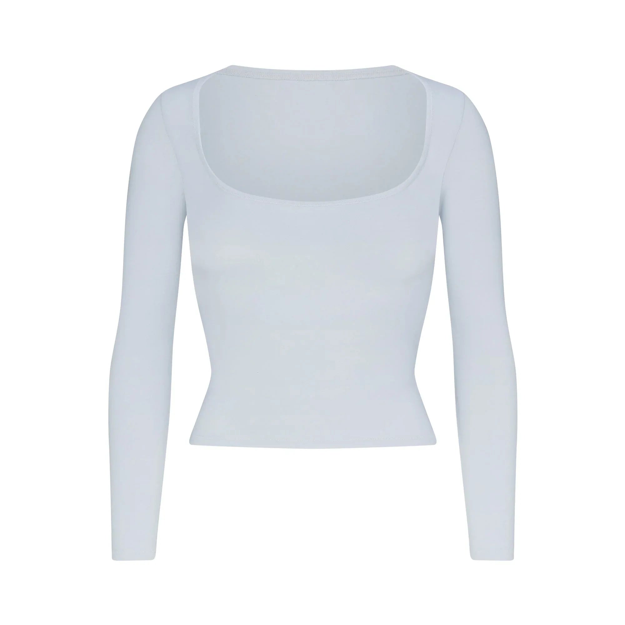 SKIMS COTTON JERSEY SCOOP NECK LONG SLEEVE TOP | ZEN BLUE - TİŞÖRT