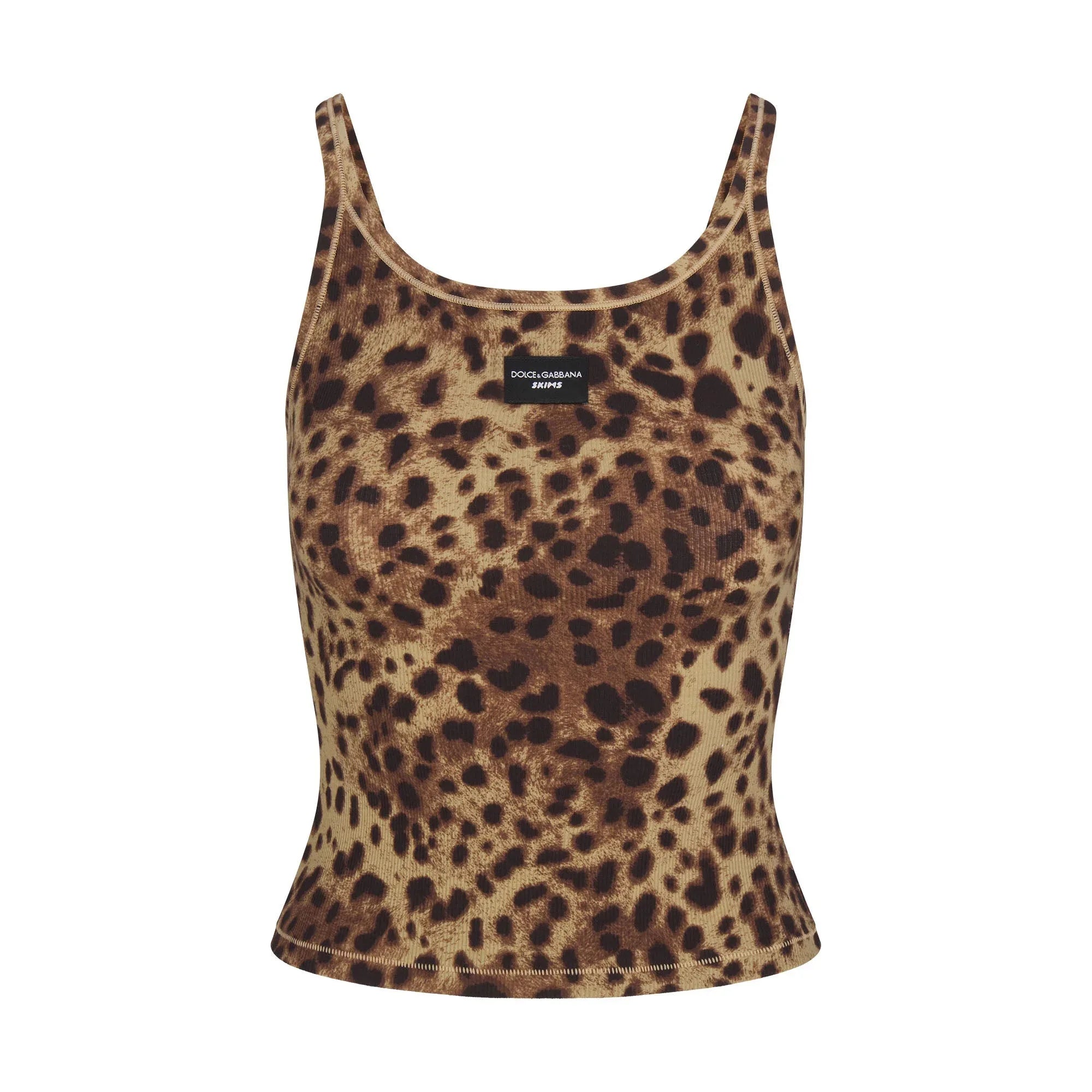 SKIMS COTTON RIB SCOOP TANK | LEOPARD - TİŞÖRT