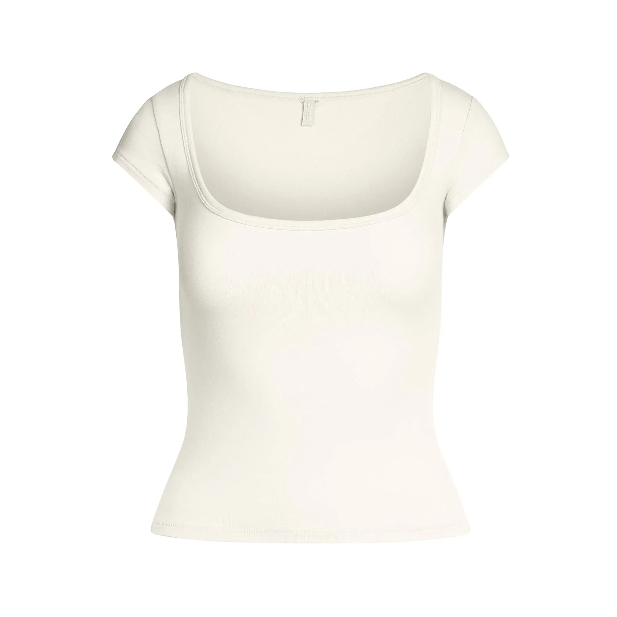 SKIMS COTTON JERSEY SCOOP NECK T-SHIRT | MARBLE - TİŞÖRT