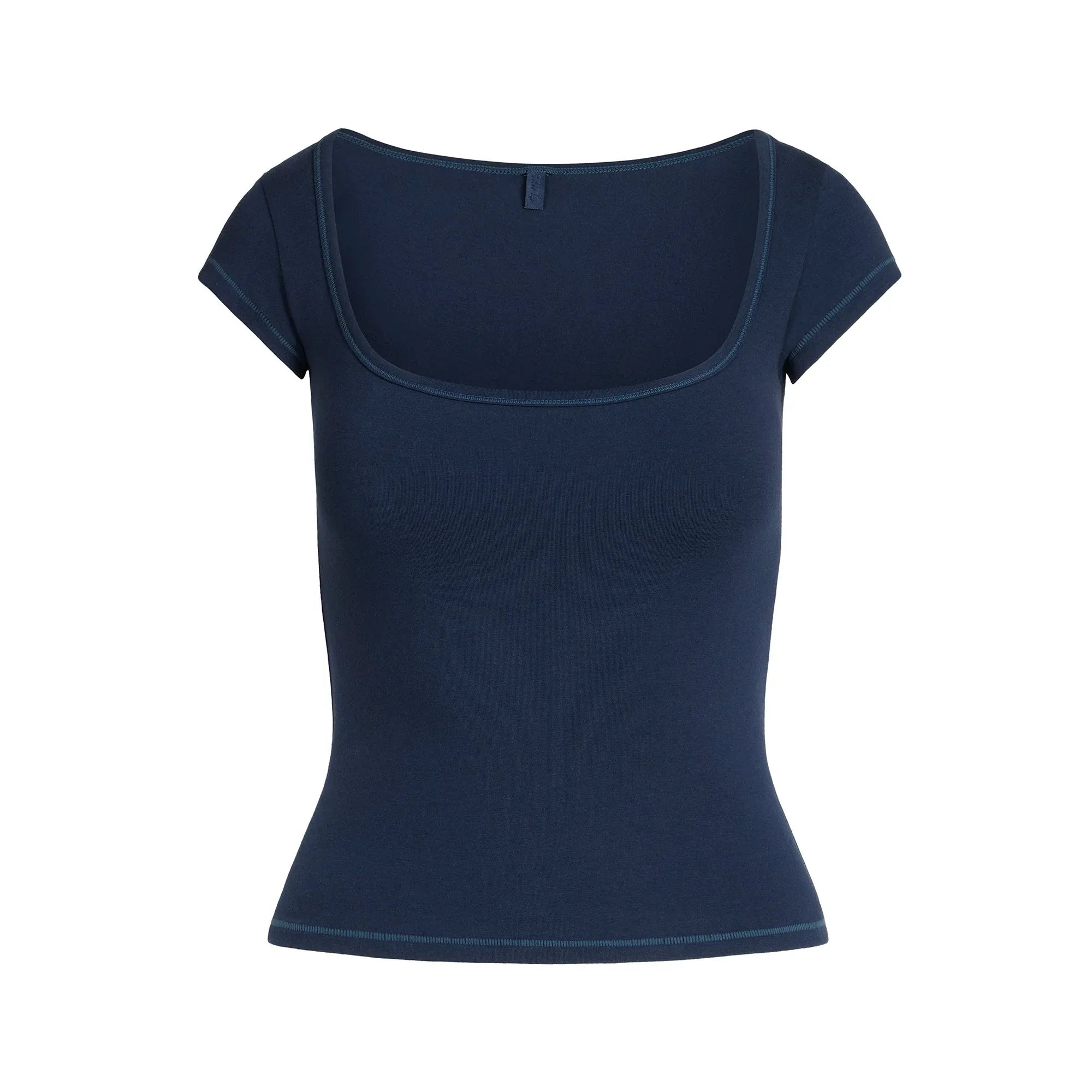 SKIMS COTTON JERSEY SCOOP NECK T-SHIRT | NAVY - TİŞÖRT