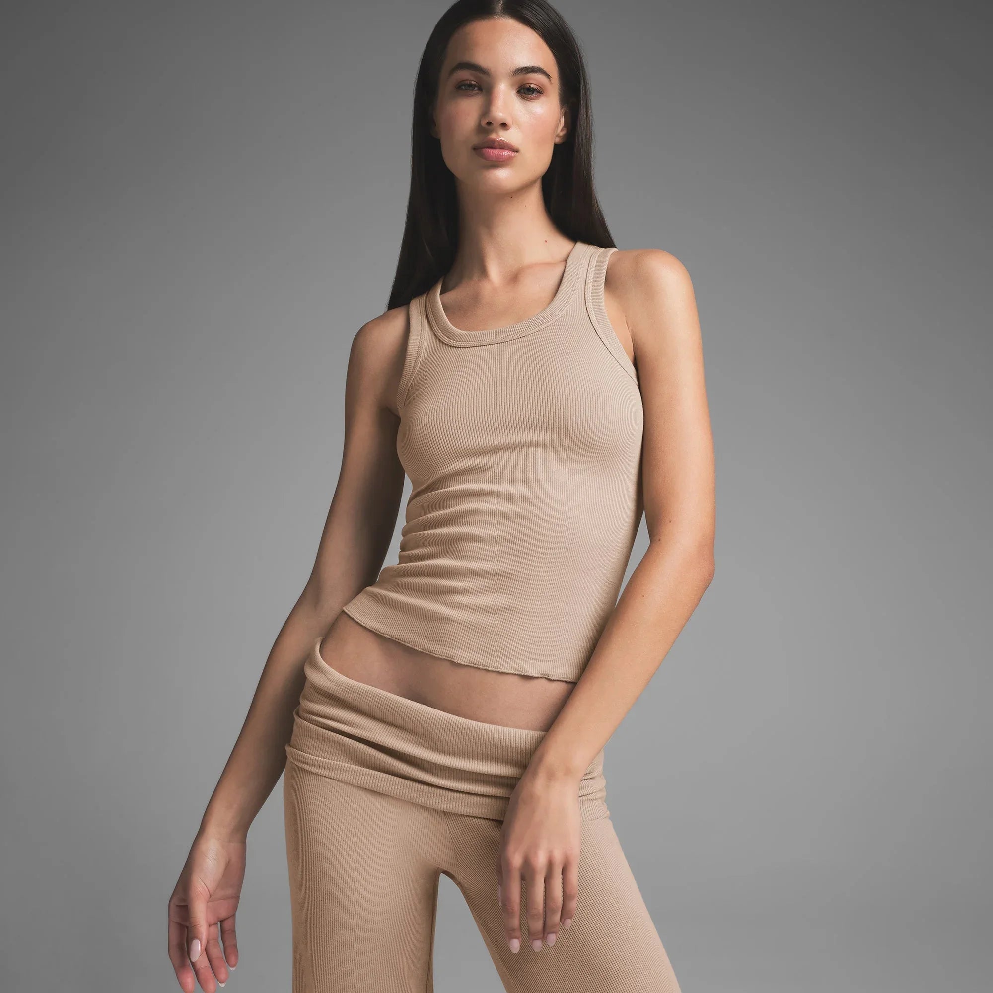 SKIMS COTTON RIB SCOOP NECK TANK | LATTE - TİŞÖRT